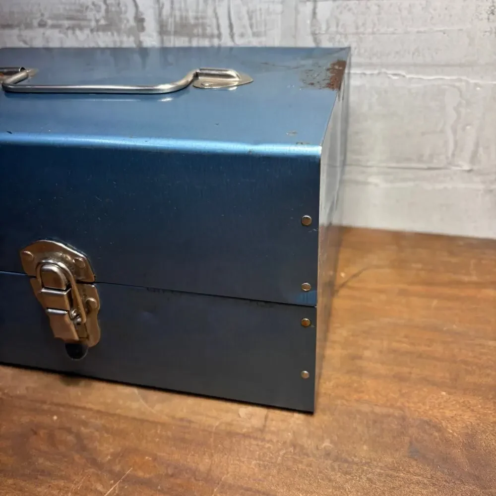 Vintage Blue Metal Film Reel Storage Case